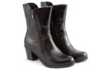 Women's boots with high heeled shoe, zipper, smooth leather tile - burgundy - Escott