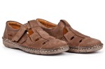 Półbuty letnie męskie, zapinane na rzep, skóra naturalna nubuk - brąz - Escott