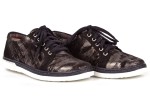 Youth Women's shoes, sneakers, laminated natural leather - black and silver nickel - Escott