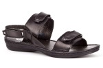 Sandals youth, Velcro, natural leather tile - black - Escott