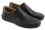 Comfortable shoes for men, wzuwane, smooth natural leather tile - black - Escott