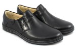 Comfortable shoes for men, wzuwane, smooth leather tile - black - Escott