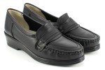 Classic shoes for women, wzuwane, natural leather tile - black - Escott