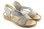 Women's sandals Roman women, on a flat sole, natural leather adorned tiles and decorative - beige - Escott
