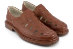 Summer men's shoes with rubber for easy wzuwanie, natural leather - dark brown - Escott