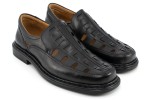 Summer men's shoes with rubber for easy wzuwanie, natural leather - black - Escott