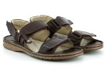 Comfortable men's leather sandals for the summer, velcro closure - dark brown - Escott