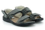 Comfortable men's leather sandals for the summer, velcro - gray nubuck - Escott