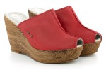 Leather flaps convenient for women at high wedge heel - red wax nubuck - Escott