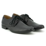 Men's formal shoes, classic design, smooth leather tile - black - Escott