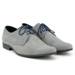 Men's formal shoes, natural leather nubuck - gray - Escott