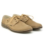 Classic men's shoes, lace, natural leather nubuck - beige - Escott