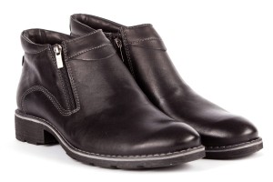 Boots for men zipper, smooth natural leather tile - black - Escott