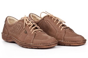 Shoes for men openwork lace, natural leather nubuck - brown - Escott