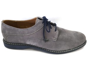 Youth Men's shoes, lace, natural leather and perforated nubuck - gray - Escott