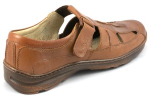 Półbuty męskie letnie, zapinane na rzep, skóra naturalna - brąz