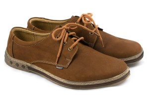 Classic men's shoes, lace, natural leather nubuck - brown - Escott