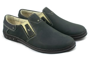 Comfortable shoes for men, wzuwane, natural leather nubuck - gray - Escott