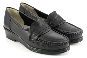 Classic shoes for women, wzuwane, natural leather tile - black - Escott