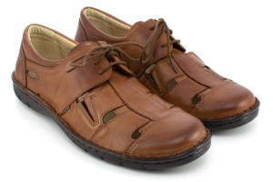 Classic men's shoes for summer, openwork, lace, natural leather - brown Escott