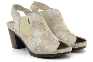 Very comfortable sandals for women, leather, galanterki, high-heeled, wzuwane - beige - Escott