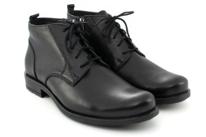 Shoes for men, autumn and winter, natural leather, lace + slider with higher uppers - black - Escott