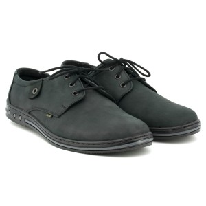 Youth Men's shoes, lace, natural leather nubuck - dark gray - Escott