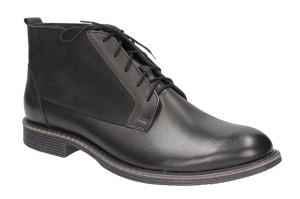 Shoes for men classical, natural leather and tiles inset with nubuck - black - Escott
