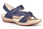 Sandals youth, Velcro, natural leather tile - dark blue - Escott