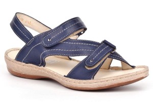 Sandals youth, Velcro, natural leather tile - dark blue - Escott