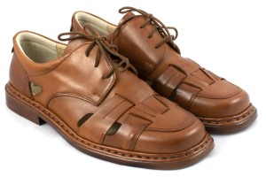 Classic men's shoes for summer, lace, natural leather - brown - Escott