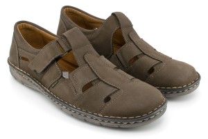 Airy summer shoes for men, wzuwane, natural leather nubuck - brown - Escott