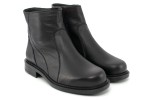 Comfortable men's boots with high uppers, zippered, leather, low-heeled - black - Escott