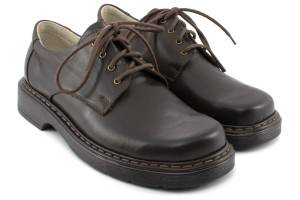 Classic men's shoes, natural leather, smooth nose, laced - dark brown - Escott