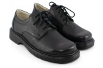 Classic men's shoes, natural leather, smooth nose, lace - black - Escott