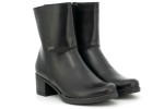 Boots women's high-heeled, high lining, zip, smooth leather tile - black - Escott