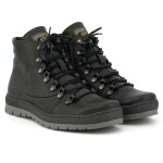 Comfortable shoes for men Winter Warm, natural leather, lace and zip - black - Escott