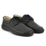 Classic men's shoes, lace-up, leather smooth tile - black - Escott