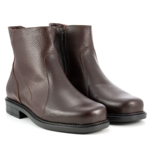 Comfortable men's boots with high uppers, zippered, leather, low-heeled - black - Escott (1)