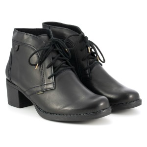 Women's shoes heels, tied the laces, smooth leather tile - brown - Escott (1)